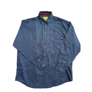 Duck‎ Head Mens 2XLT Tall Navy Blue Herringbone Cotton Button Down Shirt LS
